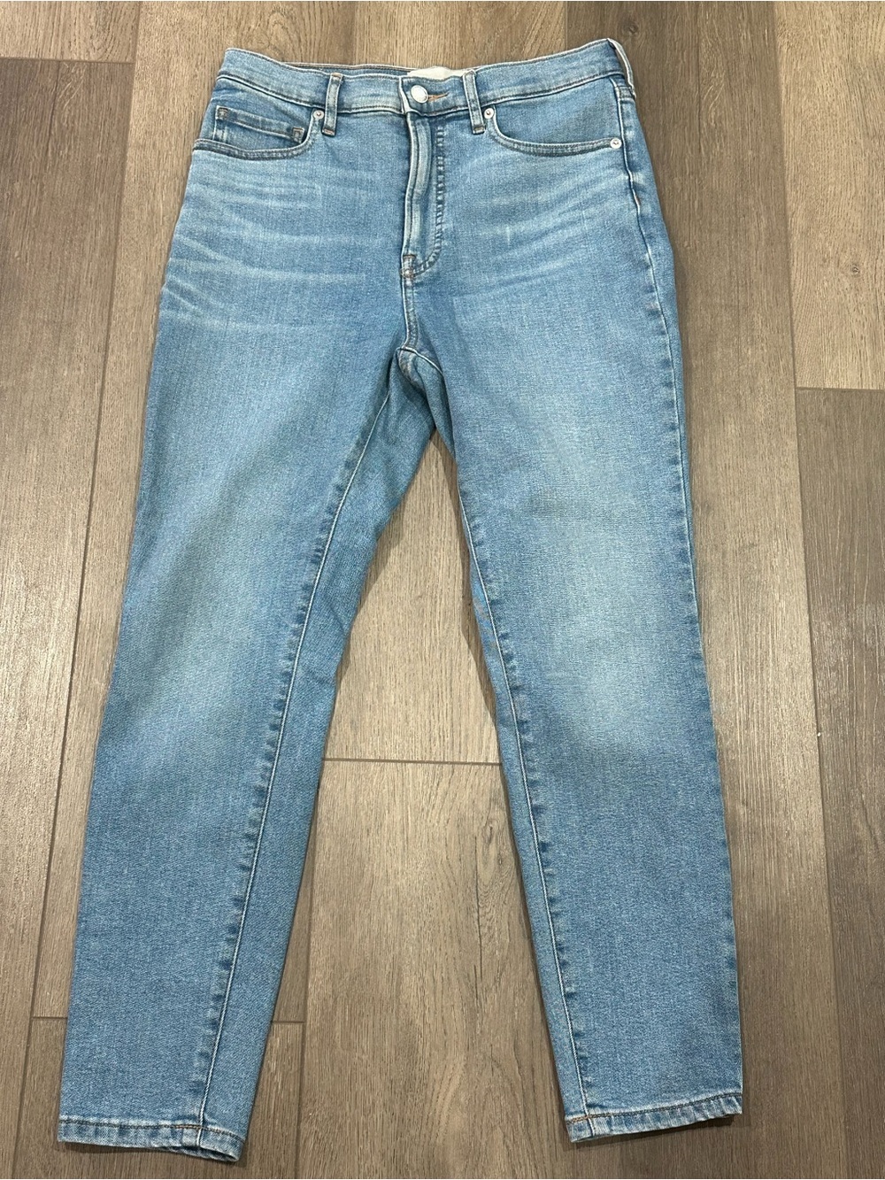 Everlane High-Rise Skinny Ankle Jeans in Light Wash Blue